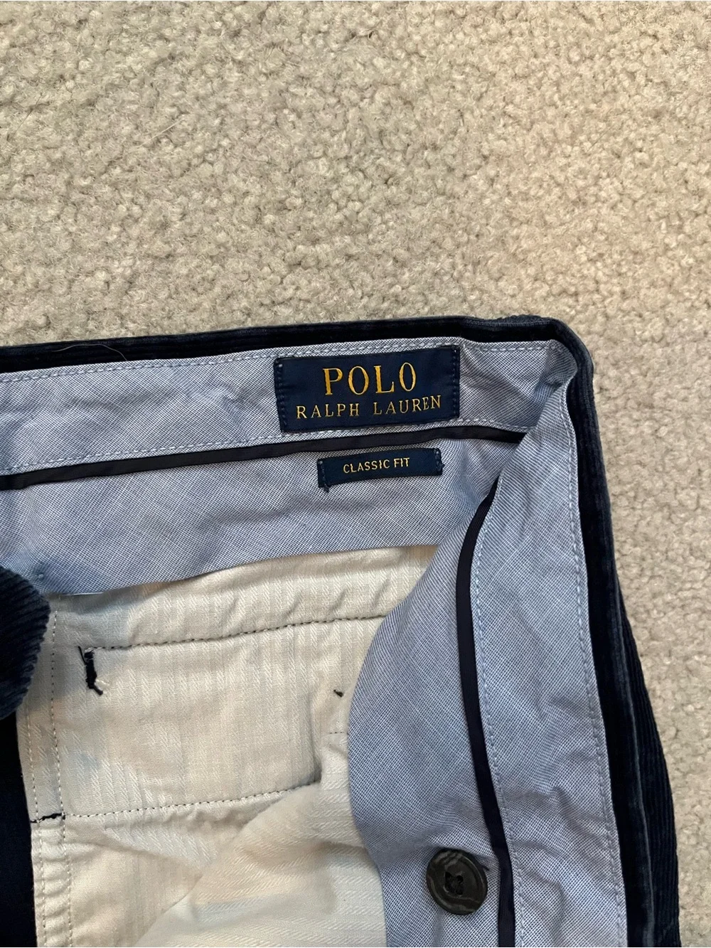 Ralph Lauren Navy Corduroy Classic Fit Trousers